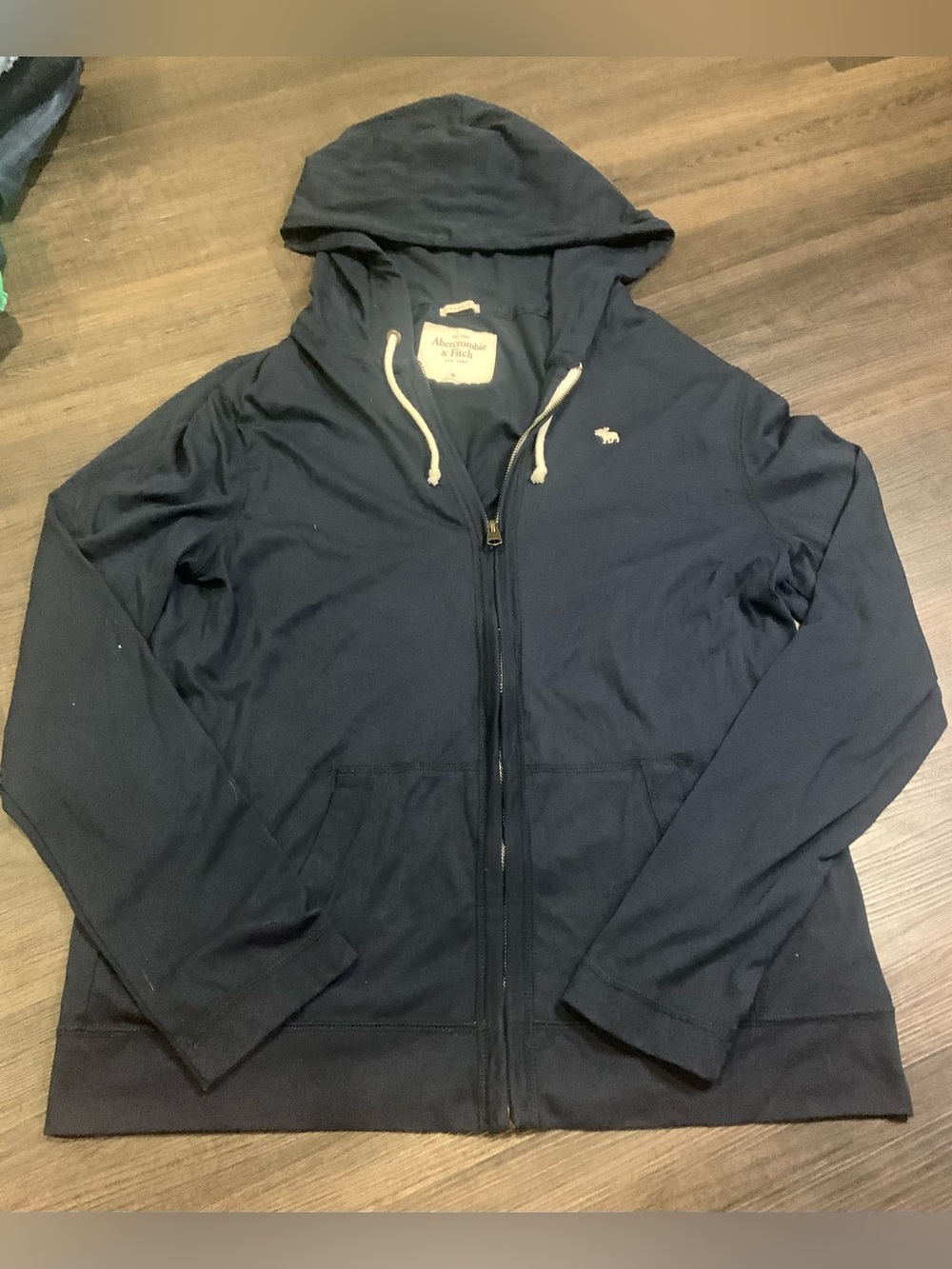 Abercrombie & Fitch Navy Full-Zip Hooded Sweatshirt